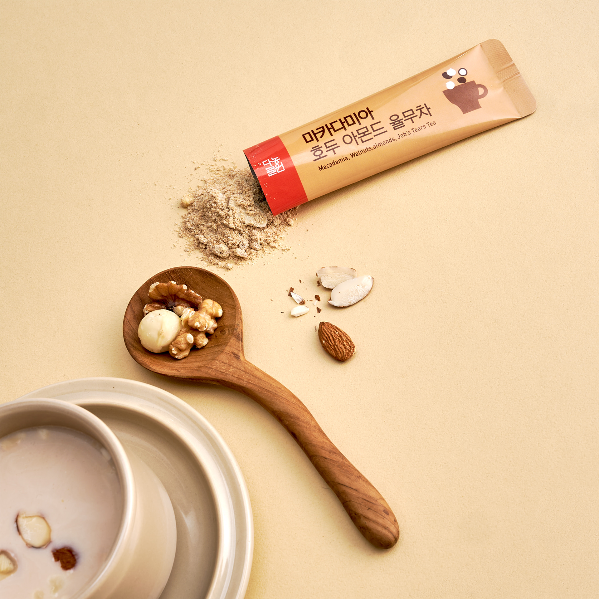 Bột ngũ cốc Macca,Óc chó,Hạnh Nhân,Ý dĩ Danongwon hộp 10 gói