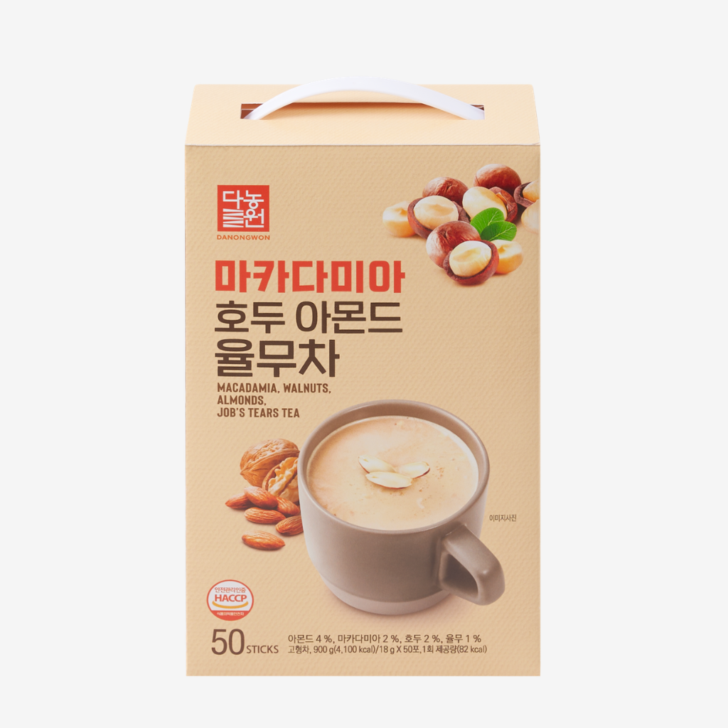 Bột ngũ cốc Macca,Óc chó,Hạnh Nhân,Ý dĩ Danongwon hộp 50 gói